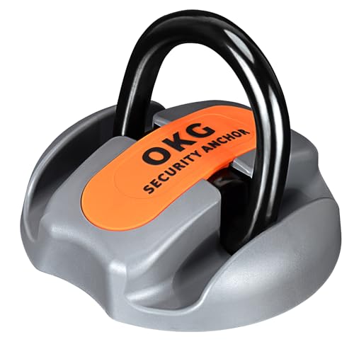 fahrradanhänger stinnes intertec security OKG Heavy Duty Security Ground Anchor, 9/16 (14mm) Thick Hardened Steel Swing Shackle - Security for Bicycles, Motorcycles, E-Bikes, Trailers