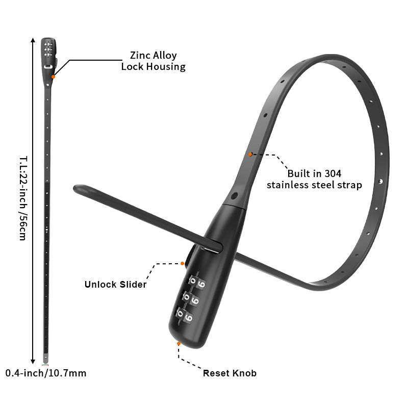 OKG-Kabelbinderschloss – 3-stelliges Zahlen-Fahrradschloss für Schrank. Helm. Skateboard. Kühlschrank. Gepäck. Grill. Kinderwagen. Roller. Zauntür – 2er-Pack (Schwarz) 